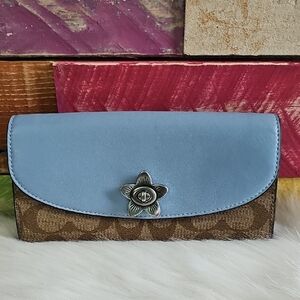Coach Canvas Tea Rose Slim Envelope Wallet